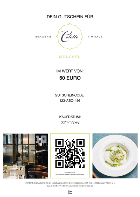 Restaurant-Gutschein für Brasserie Colette Tim Raue München