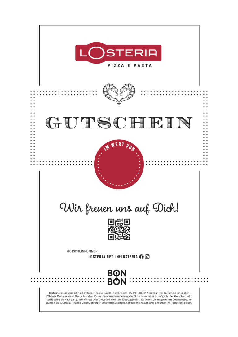 L&rsquo;Osteria Gutschein bequem online bestellen