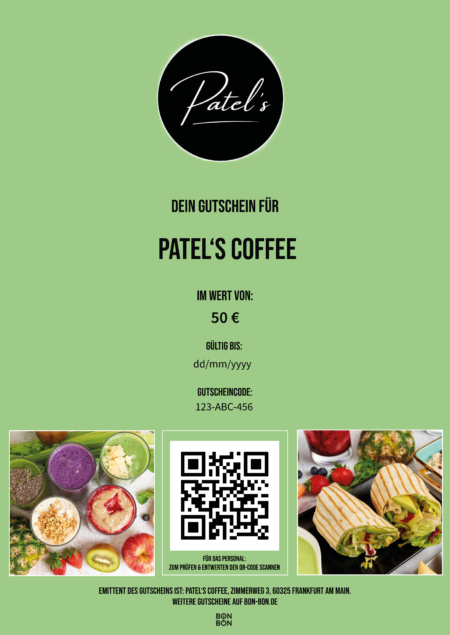 Restaurant-Gutschein für Patel’s Coffee