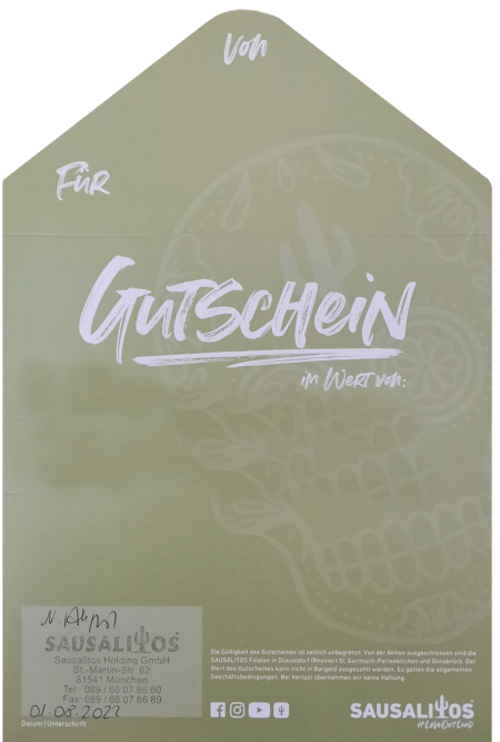 Restaurant-Gutschein für Sausalitos