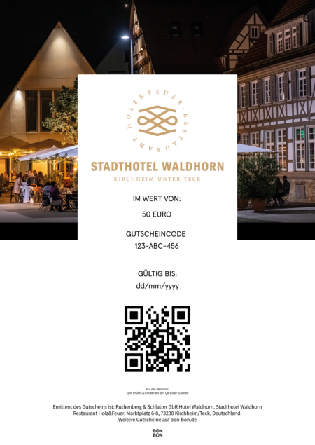 Restaurant-Gutschein für Stadthotel Waldhorn | Holz&Feuer