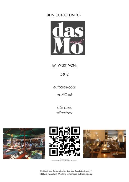 Restaurant-Gutschein für das Mo