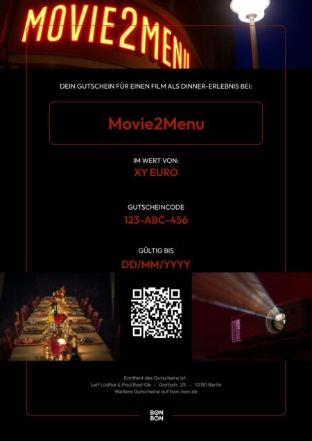 Restaurant-Gutschein für Movie2Menu Wertgutschein
