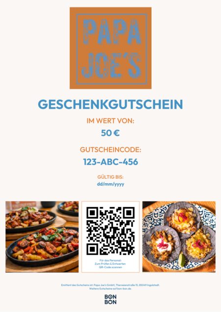 Restaurant-Gutschein für Papa Joe’s
