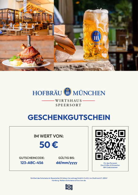 Restaurant-Gutschein für Hofbräu Wirtshaus Speersort