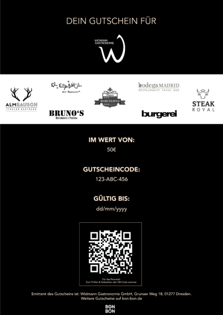 Restaurant-Gutschein für Widmann Gastronomie