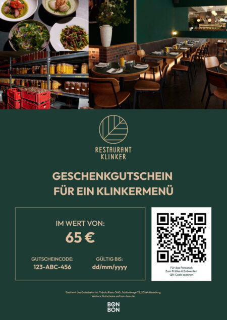 Restaurant-Gutschein für Restaurant Klinker Menü 1 Pers.