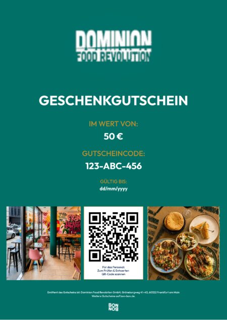 Restaurant-Gutschein für Dominion Food Revolution