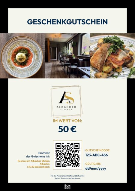 Restaurant-Gutschein für Albacher Stuben