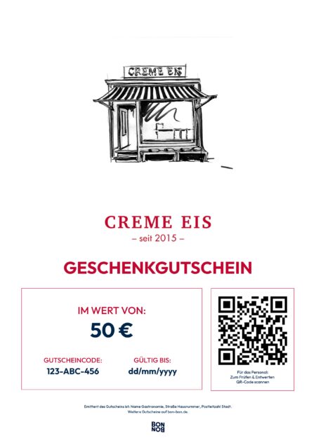 Restaurant-Gutschein für Creme Eis