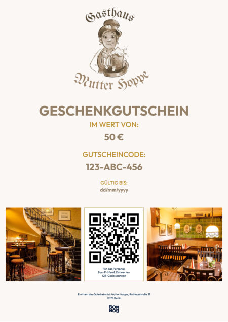 Restaurant-Gutschein für Mutter Hoppe