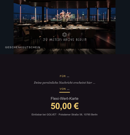 Restaurant-Gutschein für GOLVET