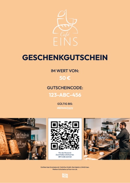 Restaurant-Gutschein für Café Eins