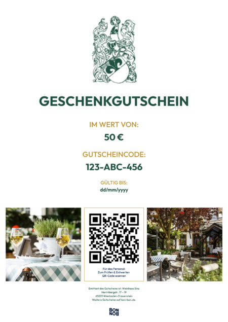 Restaurant-Gutschein für Weinhaus Sinz