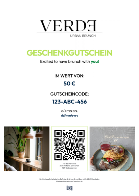 Restaurant-Gutschein für Cafe Verde