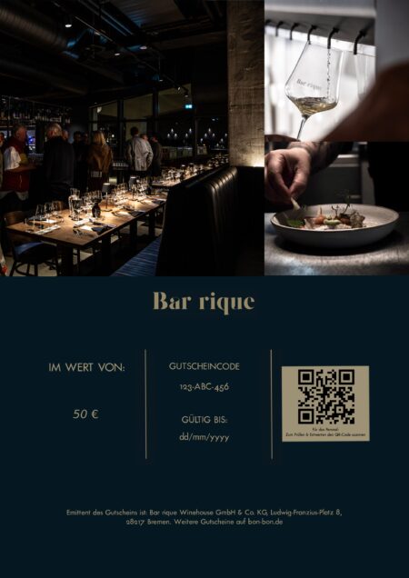 Restaurant-Gutschein für Bar rique Winehouse